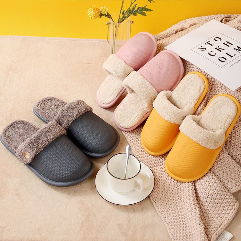 秋冬季保暖拆卸情侣棉拖鞋女居家毛绒防水月子托现货网红爆款