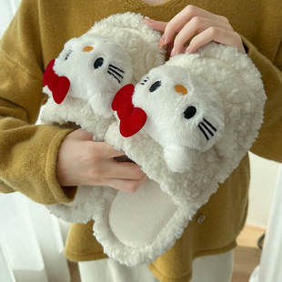 月子鞋 男保暖鞋 包头拖女 女加绒棉拖鞋 可爱KT猫棉拖居家棉拖鞋