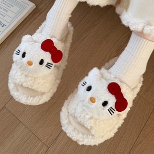 月子鞋 男保暖鞋 包头拖女 女加绒棉拖鞋 可爱KT猫棉拖居家棉拖鞋