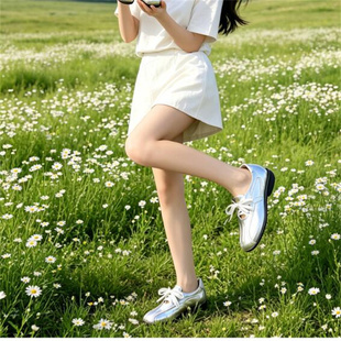 2026春新款隐形内增高5厘米 真皮圆头系带魔术贴浅口时尚单鞋B863