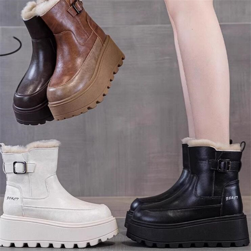 隐形内增高11厘米莱咖坡跟雪地靴