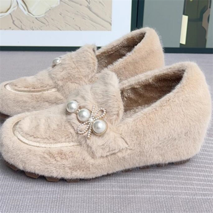 隐形内增高7厘米莱咖坡跟棉鞋