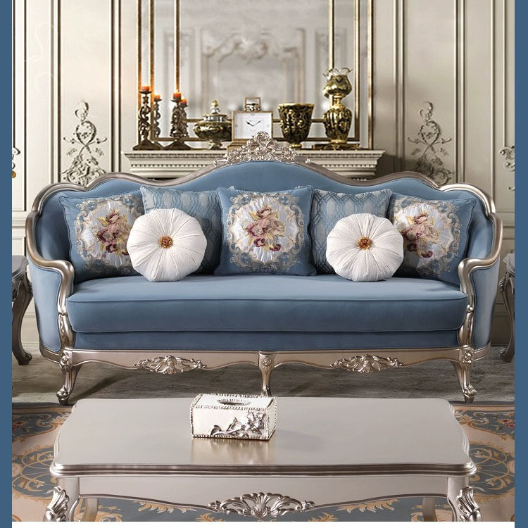 法式轻奢实木奶油风客厅123组合 欧式复古简约布艺高档奢华家具