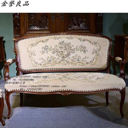 美式复古实木布艺沙发西洋古董厂家直销样板间民宿沙发可定制
