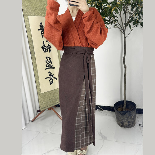 暗袖盈香原创[枝枝]汉服女宋制交领针织飞机袖日常通勤国风秋冬款