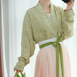 暗袖盈香[玫瑰]原创汉服宋制交领飞机袖短衫改良汉元素人棉提花秋