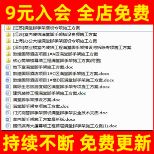 多套满堂脚手架搭设专项施工方案、脚手架工程施工方案
