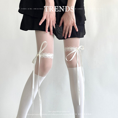 甜美Lolita蝴蝶结绑带丝袜