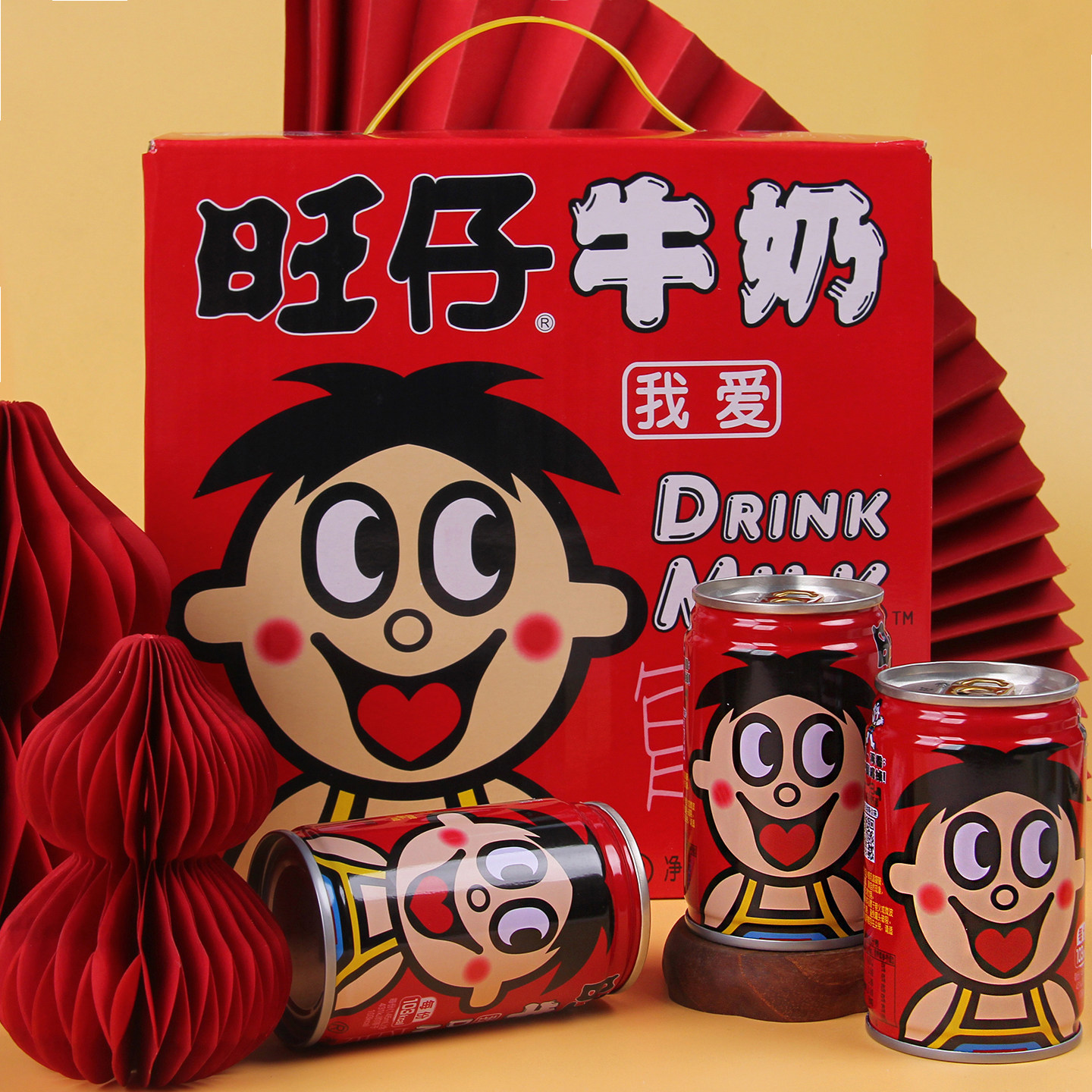 旺旺旺仔145ml*16罐装礼盒装牛奶复原乳调制乳儿童学生营养早餐奶图片