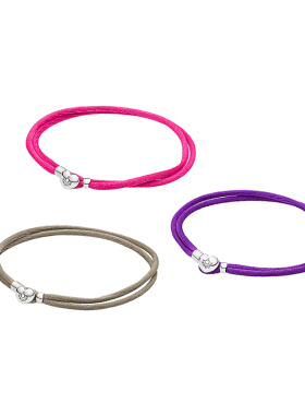 【清仓特价】pandora/潘多拉织物手绳手链 粉红色多色手链 590749