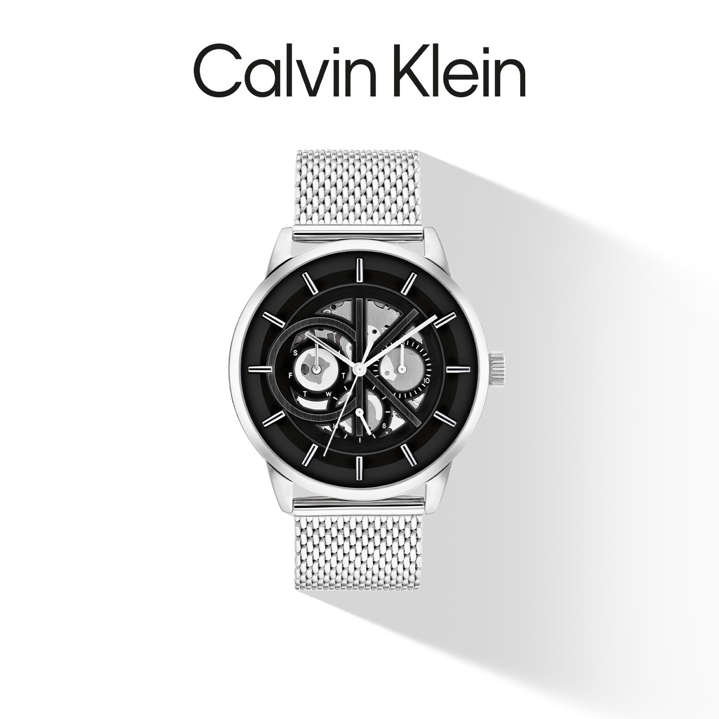 [新款]Calvin Klein官方正品ck多功能运动商务风镂空机芯石英腕表
