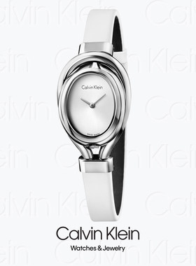 Calvin Klein凯文克莱女士石英腕表美拉德椭圆形皮带手表轻奢礼物