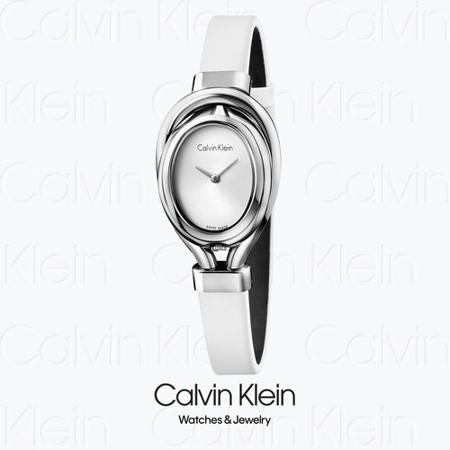 Calvin Klein凯文克莱女士石英腕表美拉德椭圆形皮带手表轻奢礼物
