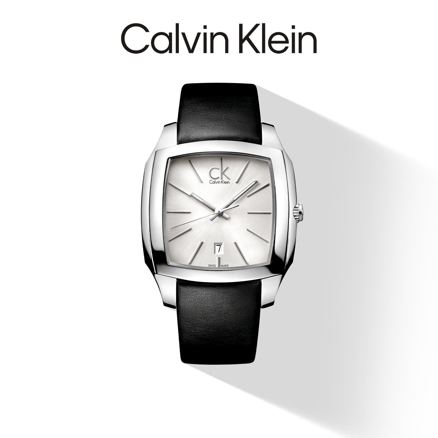 Calvin Klein凯文克莱ck瑞士石英机芯商务复古大气皮带方盘腕表