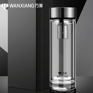 万象新款双层玻璃杯男女公司纪念泡茶杯子定制水杯单层刻字印logo