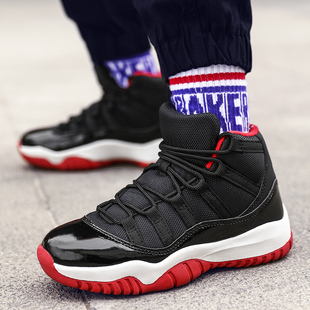 奥特莱斯折扣康扣AJ11童鞋男童高帮篮球鞋中大童男孩运动鞋跑步鞋