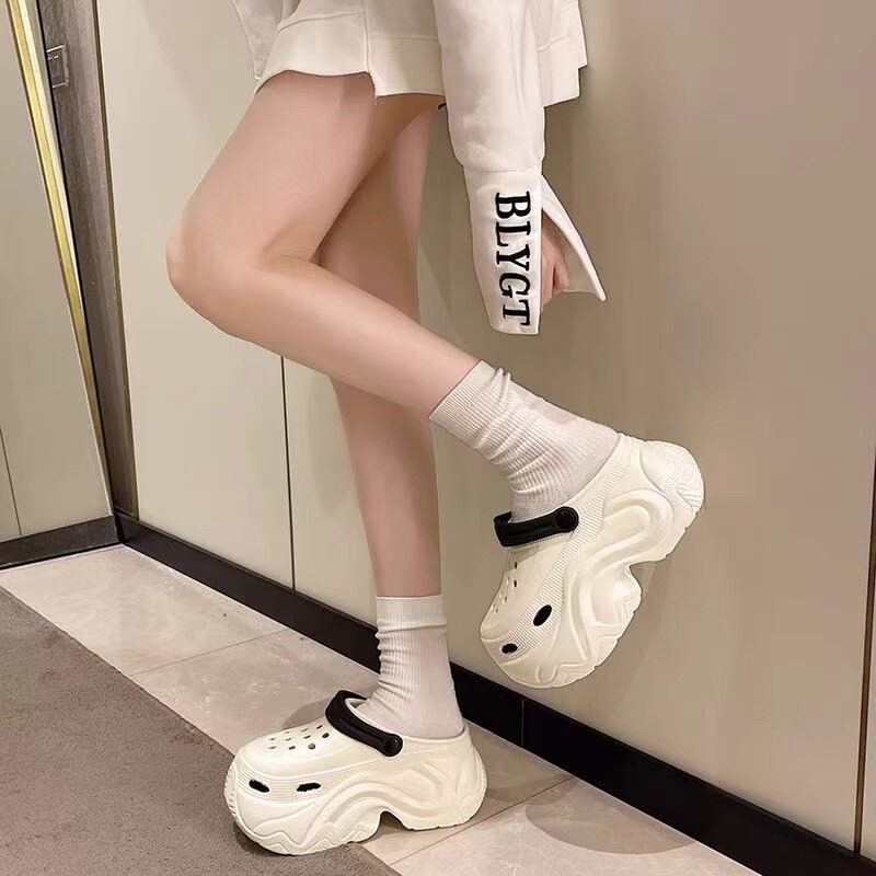 10cm小个子增高包头防滑洞洞鞋女