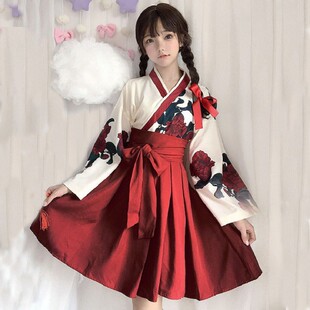 虞美年纪念款山茶花之恋 大正少女 东方复古套装汉元素 和风和服