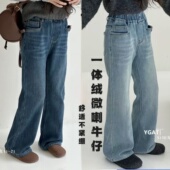 阳光爱橦童装 5130 花朵小喇叭加绒牛仔裤 2025冬季 女童洋气弹力修身