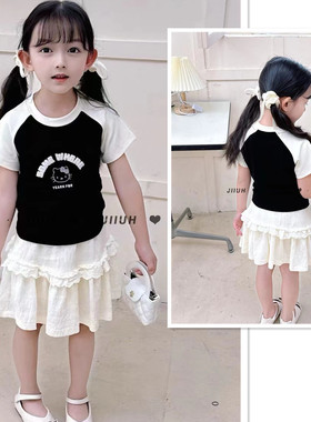 己又合女童装短款上衣T恤夏装2024新款夏季中大童体恤上衣31325