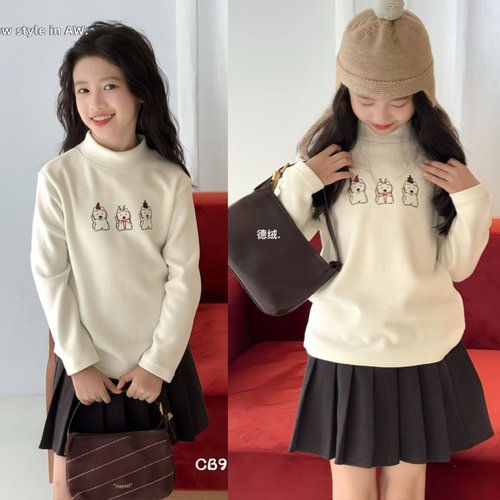 品牌童装男女童圣诞风加厚打底衫