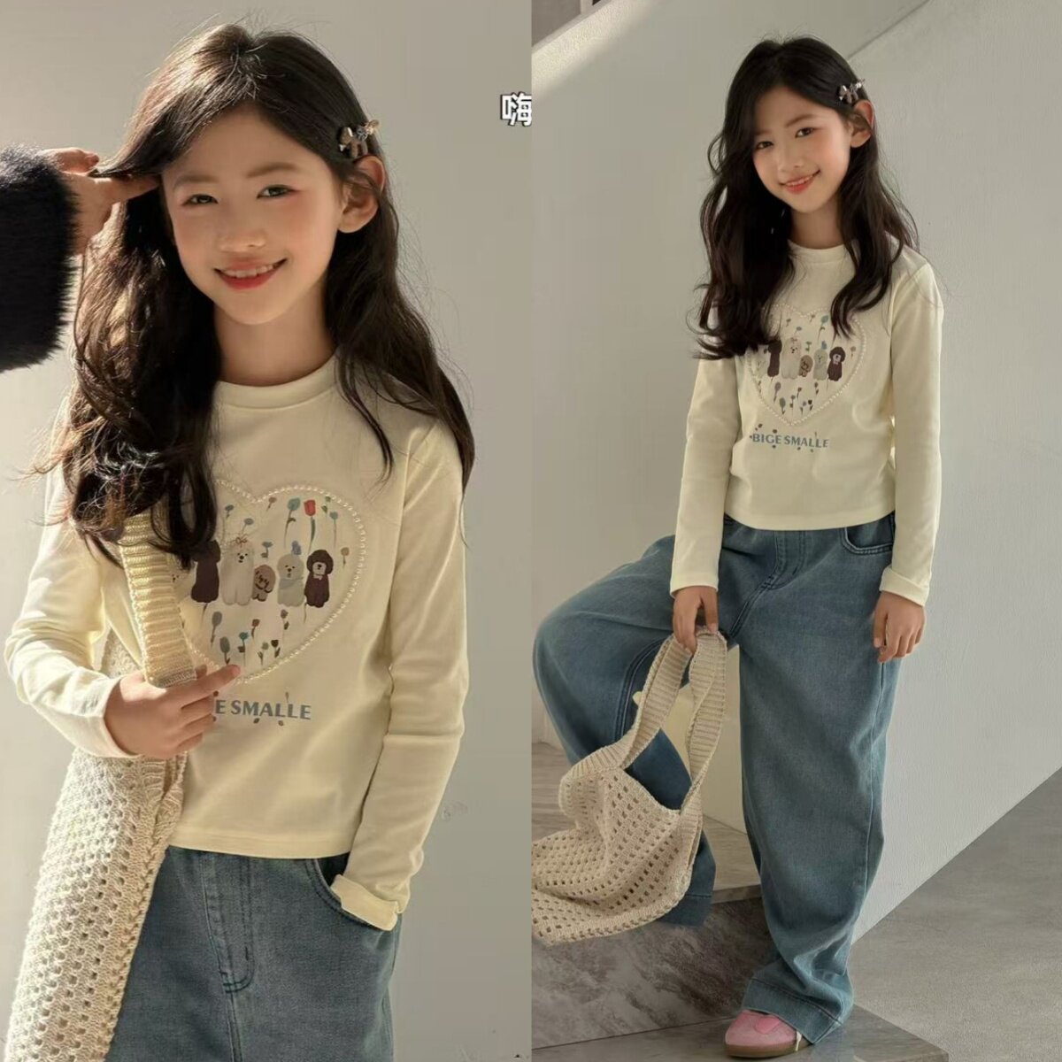 嗨大E小E女童春款短款长袖T恤图片