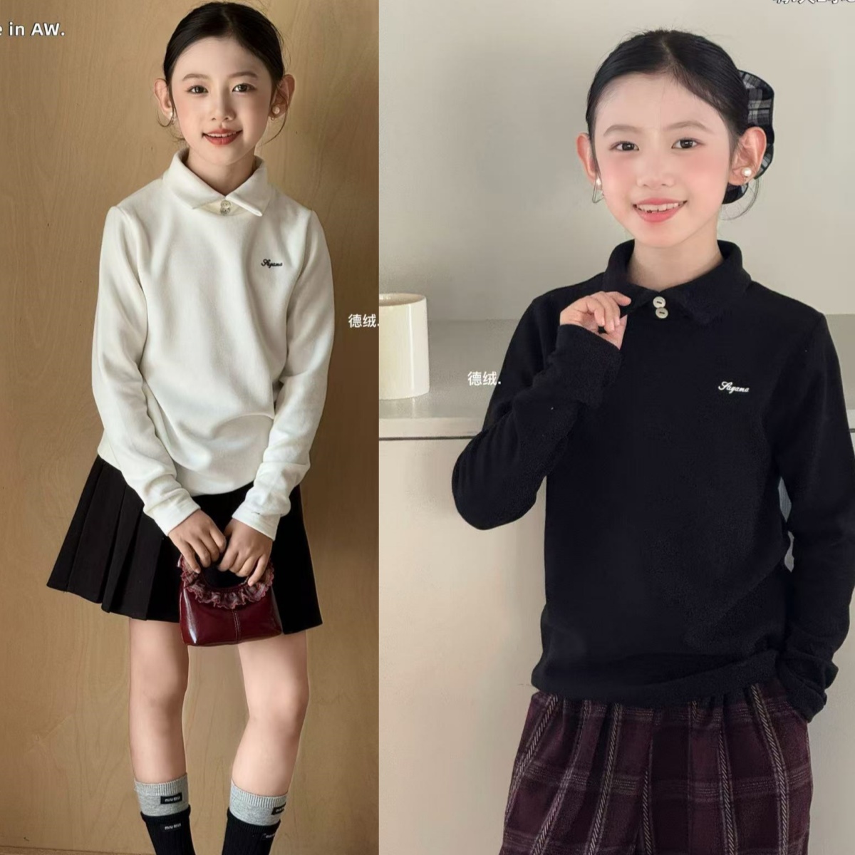 品牌童装女童polo领打底衫内搭t