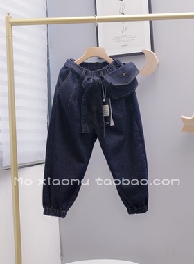 大E小e儿童宽松牛仔裤秋装新款男女中大童休闲长裤子23361