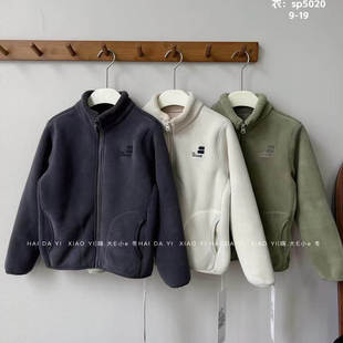 嗨大E小E男女童立领摇粒绒外套2025秋冬款 5020 儿童加厚保暖拉链衫