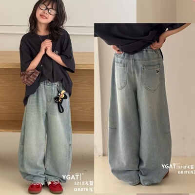 阳光爱橦春款小马刺绣宽松牛仔裤