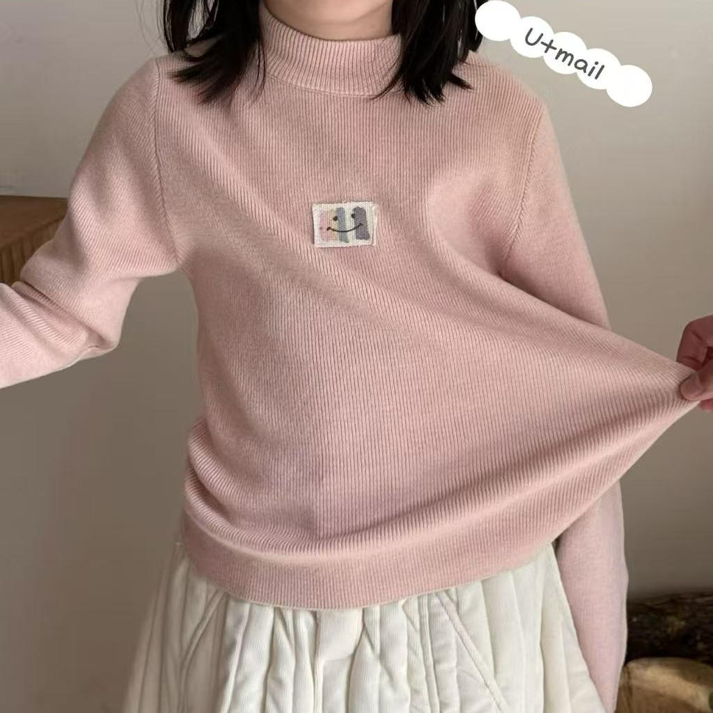 品牌童装冬款男女童中领针织毛衣