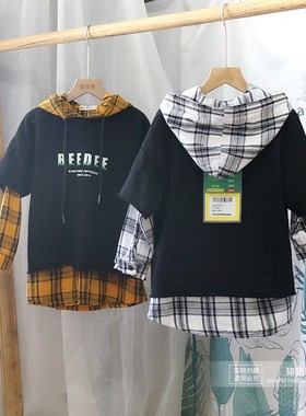 大E小e童装秋季新款童装儿童两件套衬衫男童卫衣中大童套装99065