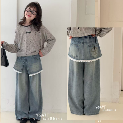 阳光爱橦女童洋气牛仔裙裤春新款