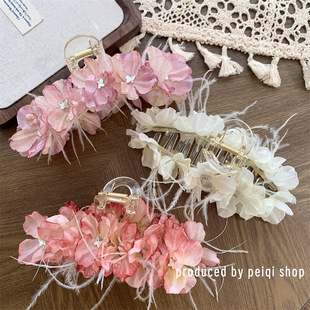 甜美少女超仙仿真花朵大号高级感抓夹后脑勺鲨鱼夹多发量发夹发饰