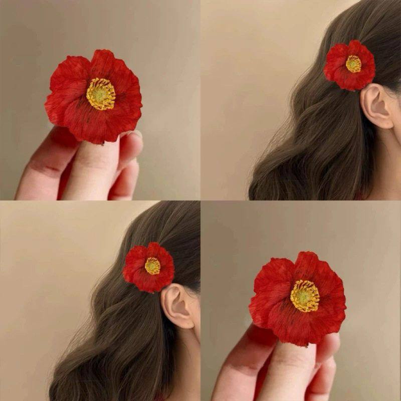 仿真虞美人花朵发夹侧夹海边汉服拍照发饰超仙头花发卡秋冬新款,饰品/流行首饰/时尚饰品新,发饰,淘宝优惠券,粉丝福利购,淘宝优惠卷
