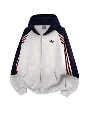 【奥特莱斯一折专区】开衫连帽重磅卫衣加厚情侣款宽松套头衫ins