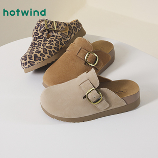 热风厚底勃肯鞋半拖女2025年春秋新款复古百搭拖鞋休闲包头拖女鞋