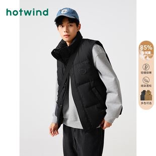热风男装23冬新款上衣男羽绒服加厚羽绒马甲立领无袖背心外套男
