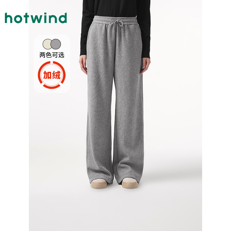 热风加绒卫裤女款2024年冬季新款绒感休闲直筒裤宽松舒适百搭裤子