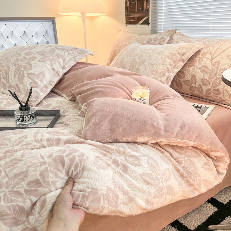 冬季加厚牛奶绒床上四件套