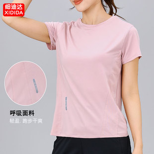 夏季运动短袖女速干宽松T恤羽毛球训练服户外体操晨跑步薄款上衣