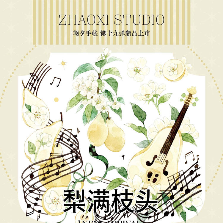 满18包邮朝夕手账梨满枝头贝壳光分装特材拼贴贝壳光流麻手帐胶带