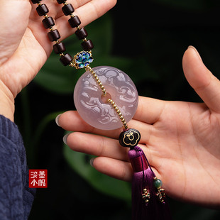 双貔貅平安扣紫玉髓汽车挂件高档车内车载挂饰后视镜吊坠2025新款