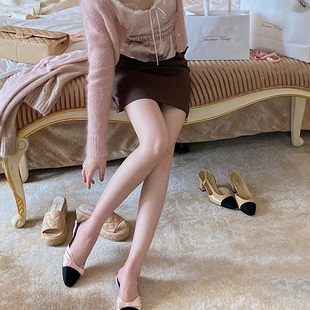 女芭蕾舞鞋 lady 粗跟凉鞋 超美平底真丝蝴蝶结后空单鞋 ww龙心同款