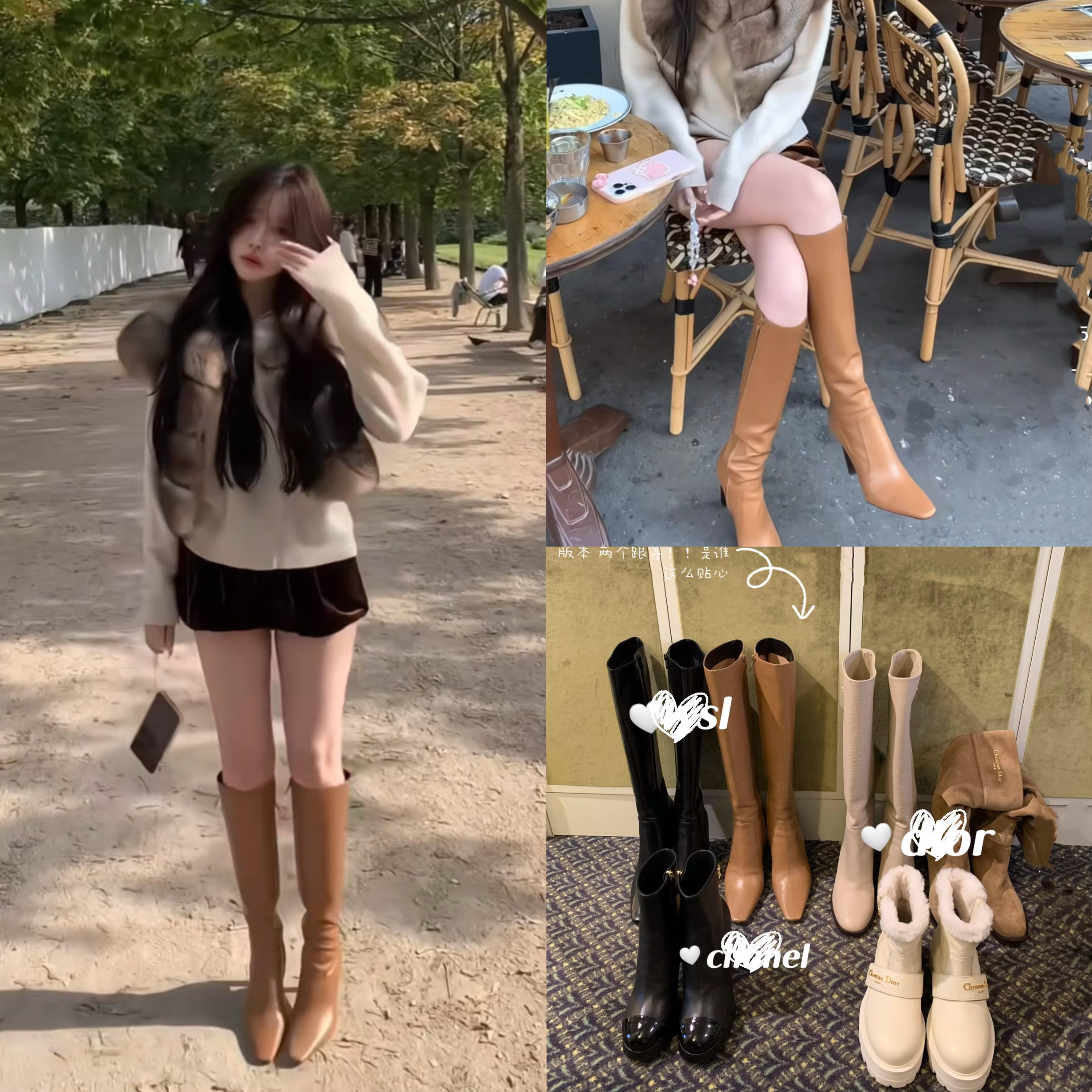 大姐姐同款ys*l高跟方头长筒靴女