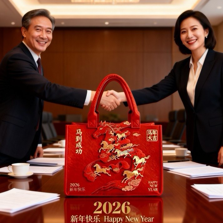 2026新年礼品包毛毡包马年伴手礼定制logo商务礼品包装年会礼品袋,包装,年货礼品包装,淘宝优惠券,粉丝福利购,淘宝优惠卷