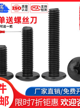 M2M2.5M3M4M5碳钢TM黑色大扁头机牙螺钉蘑菇头十字螺丝钉伞头螺栓