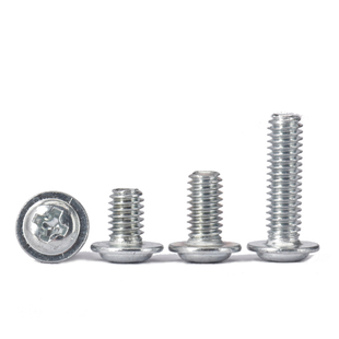 促镀白锌圆头带垫螺丝钉PMW 十字槽盘头带介子螺钉M2M3M4M5M6