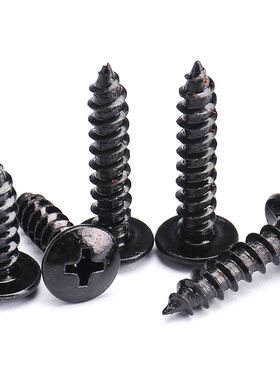 促加硬黑色大扁头自攻螺丝高强度蘑菇头不锈钢十字木螺钉M3M4M5M6