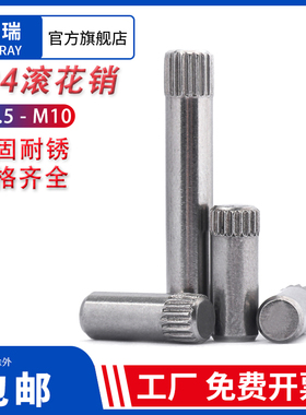 添瑞304不锈钢滚花销圆柱定位轴销合页插销轴滚花直纹销M1.5M3M10